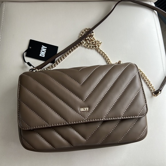 DKNY New Veronica Large Shoulder Bag Clay Gray Crossbody Purse Handbag - Picture 16 of 17